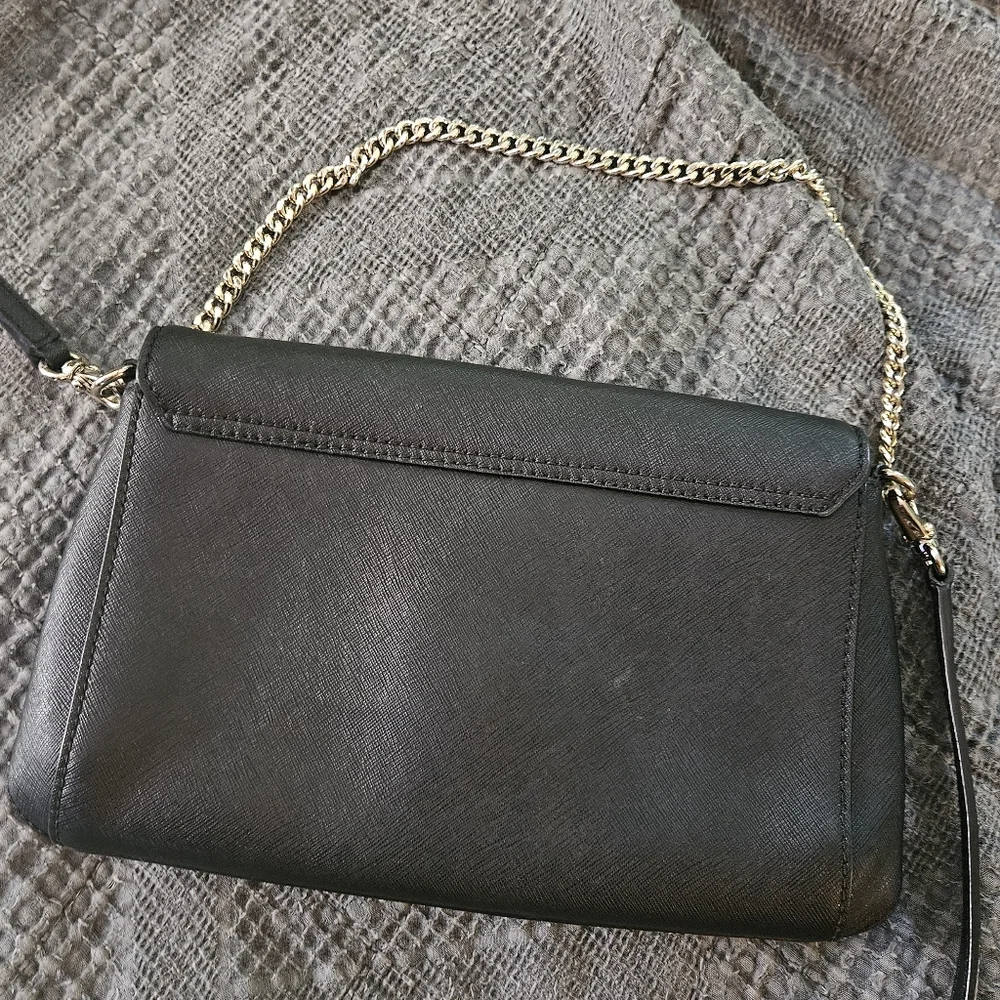 Kate Spade Black Saffiano Leather Crossbody Chain Strap Bag